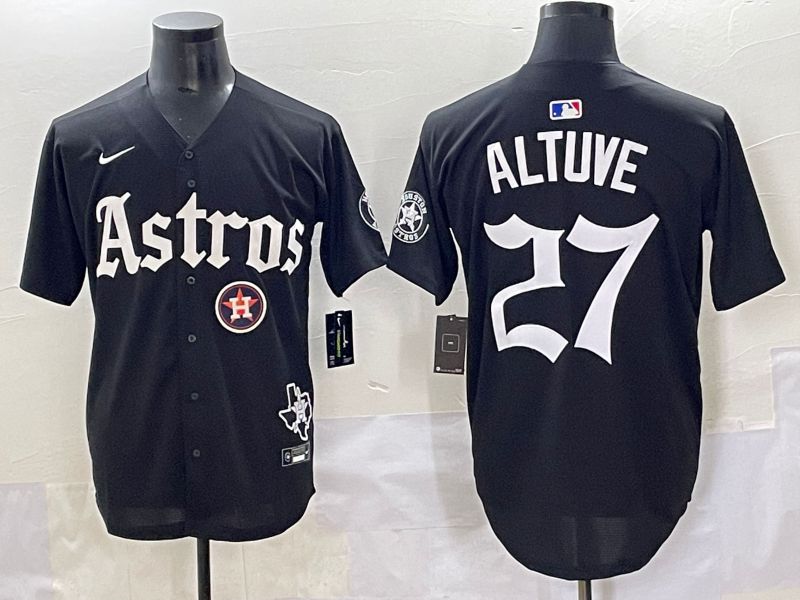 Men 2025 Houston Astros #27 Altuve Black Five generations Joint Name Nike MLB Jersey style 20